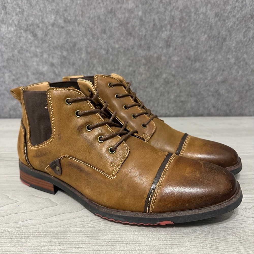 Steve‎ Madden Murdock MURD01M1 Mens Sz 10.5 Tan Leather Cap Toe Lace Up Boots